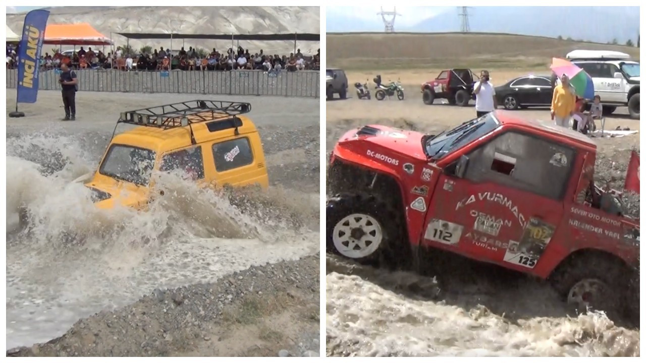 Erzincan'da off-road yarışmasında pilotlar çamura saplandı