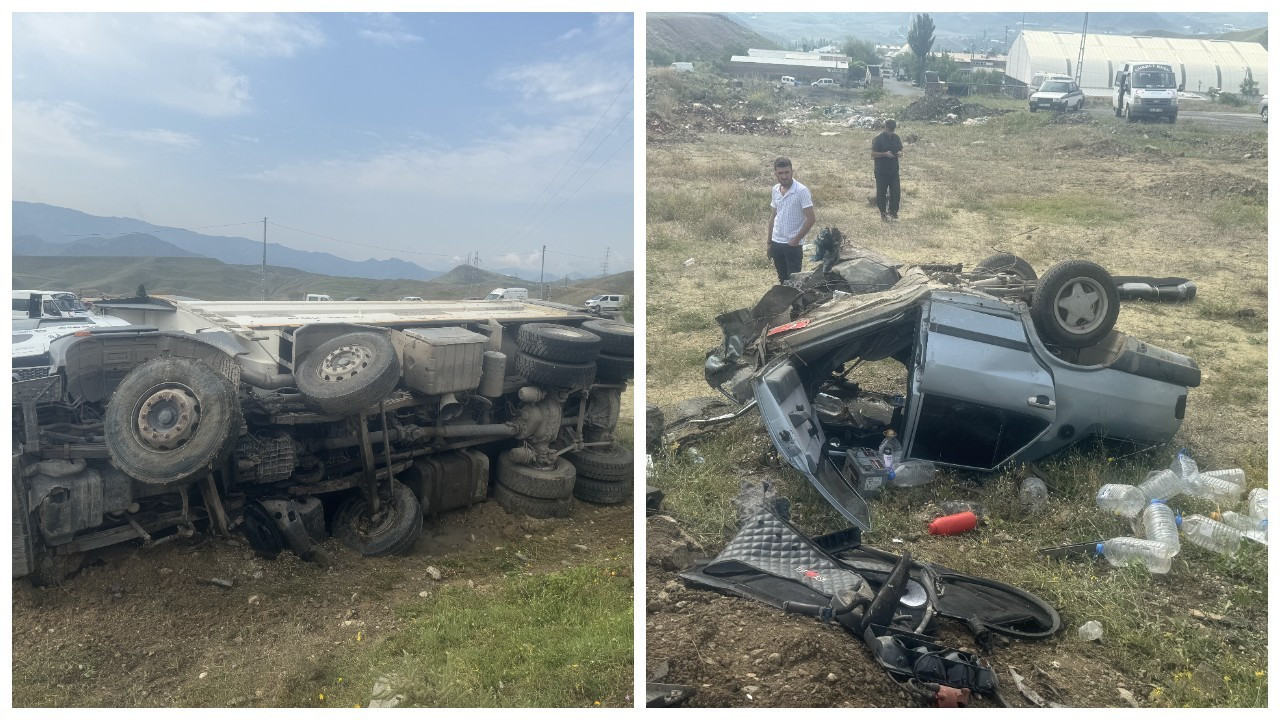 Erzurum'da otomobille kamyon çarpıştı: 3 yaralı