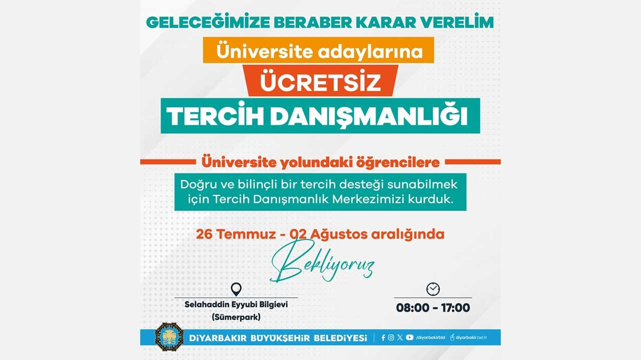 Diyarbakır Büyükşehir Belediyesi'nden öğrencilere YKS tercih desteği