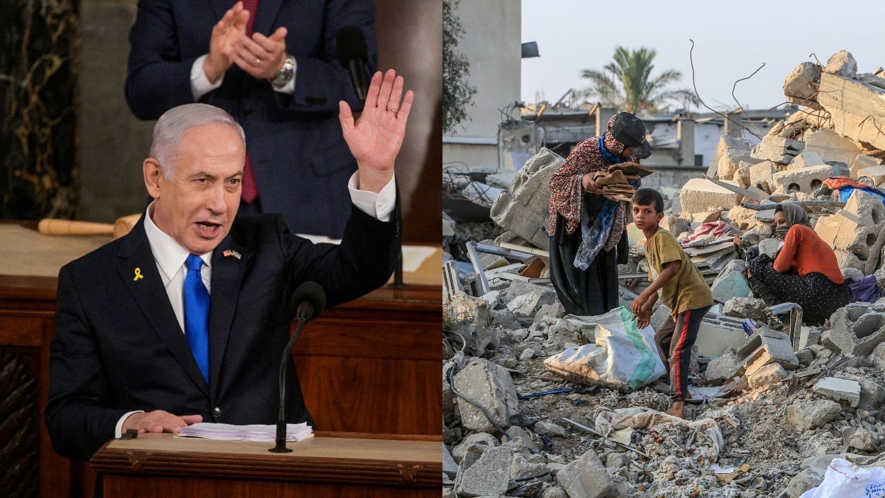 Netanyahu Kongre'de alkışlanırken, Gazze'de Filistinliler öldürüldü