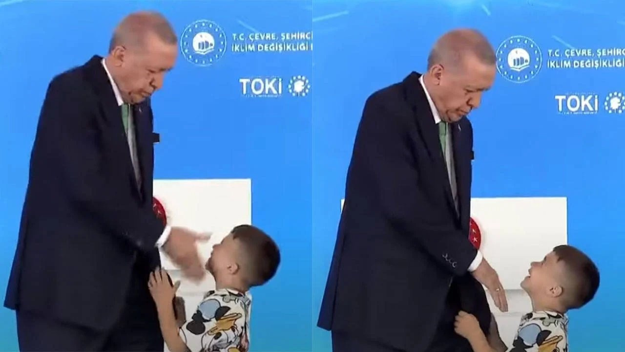 Erdoğan elini öpmeyen çocuğa tokat atıp harçlık verdi