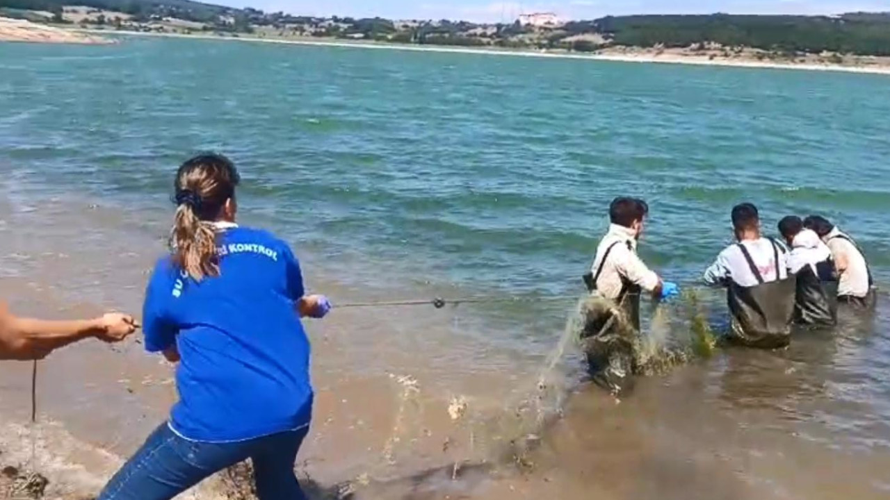 Kaçak avcıların Gölköy Baraj Gölü'ne attığı metrelerce ağ temizlendi