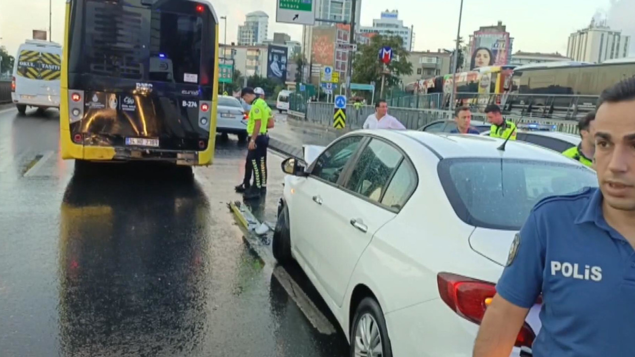 Şişli'de İETT otobüsüne otomobil çarptı: 3 yaralı