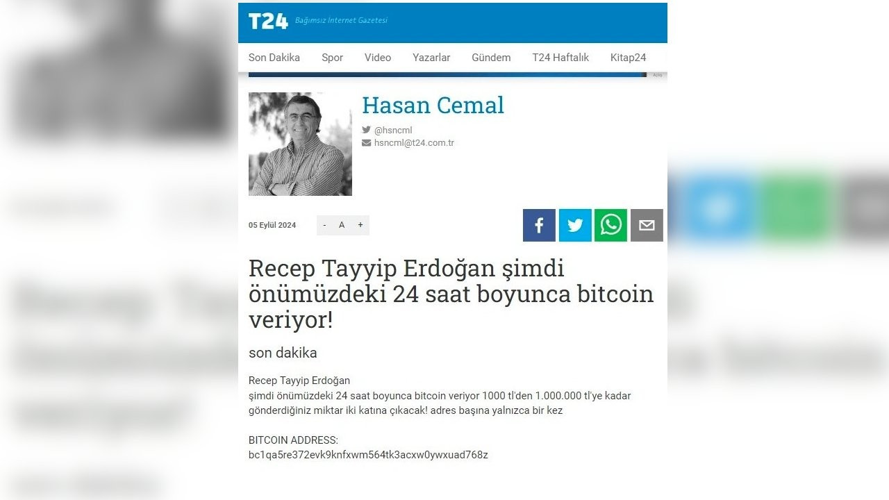 T24 hacklendi, Hasan Cemal imzalı yazı yayınlandı