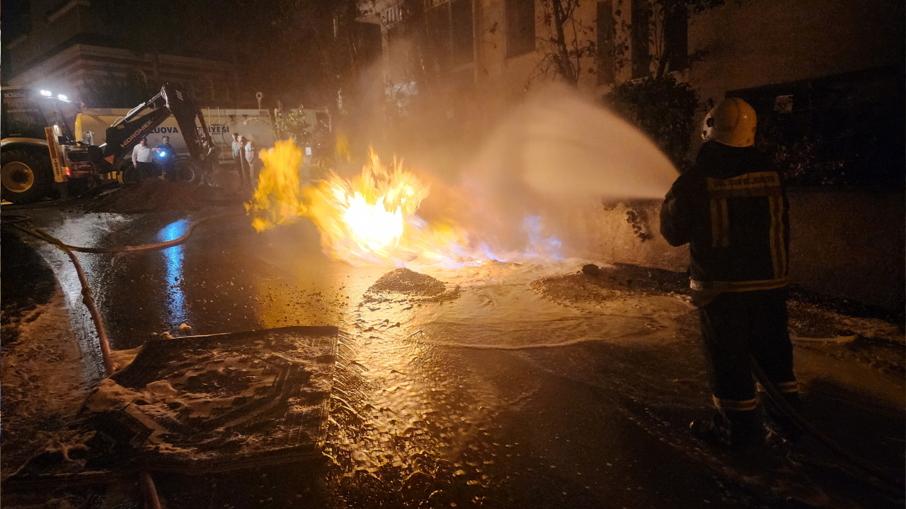 Amasya'da doğal gaz borusunda çıkan yangın söndürüldü