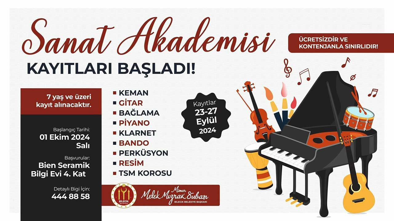 Bilecik Belediyesi Sanat Akademisi kayıtları başladı