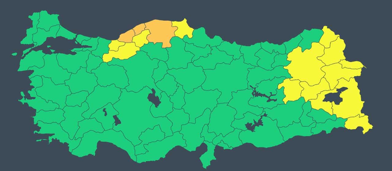 17 il için sarı ve turuncu kodlu uyarı verildi: Sağanak, fırtına, soğuk hava - Sayfa 1