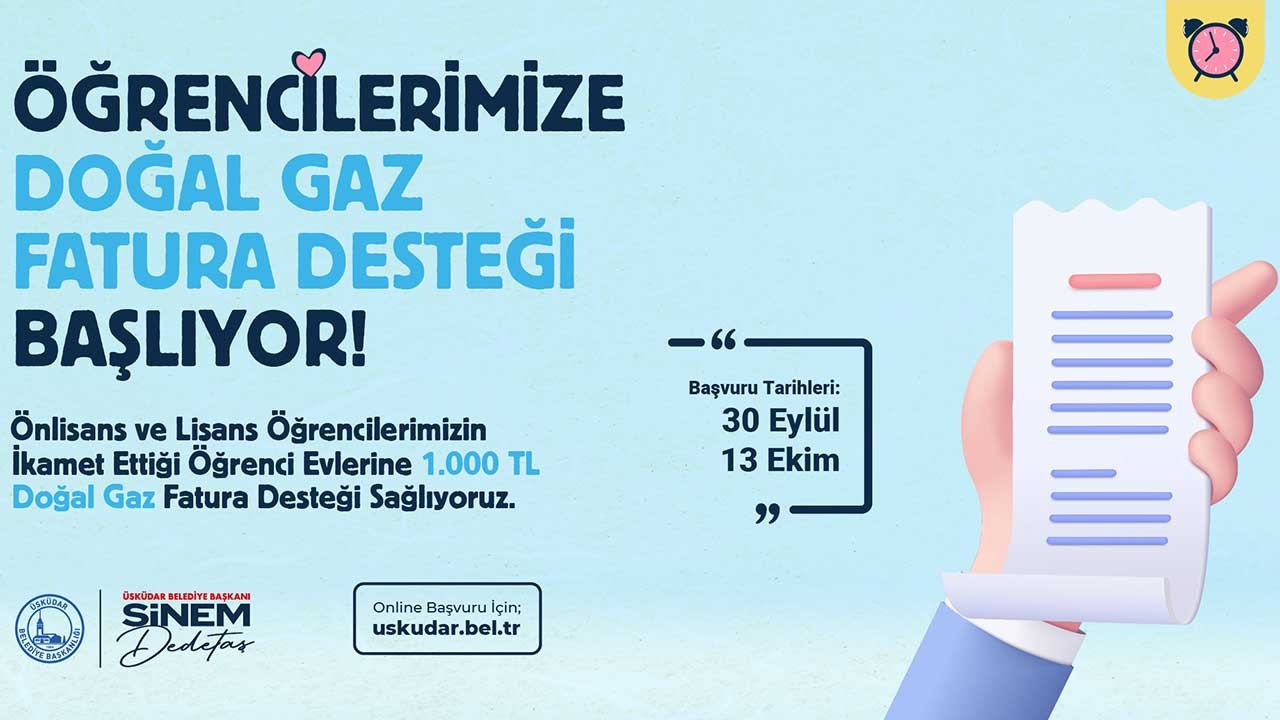 Üsküdar Belediyesi’nden üniversite öğrencilerine doğal gaz fatura desteği