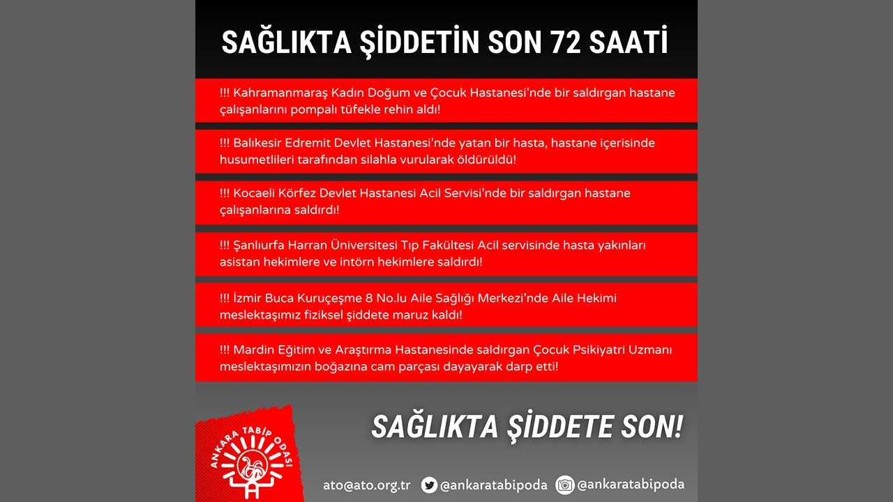 ATO: Sağlık kurumlarında yaşanan şiddetin boyutu vahşete evrildi