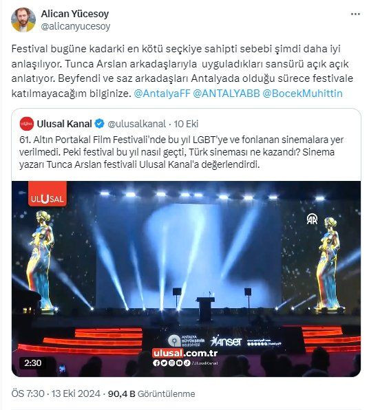 Altın Portakal'ın ön jüri üyesi Tunca Arslan'ın açıklamalarına tepki: 'Ne diyeceksiniz katılan filmciler?' - Sayfa 2