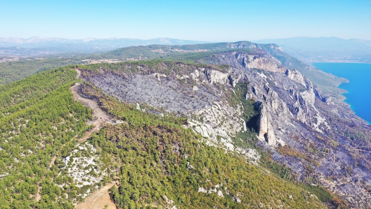 Menteşe'de 6 kilometrelik 'yangın şeridi' ile alevlerin önü kesildi