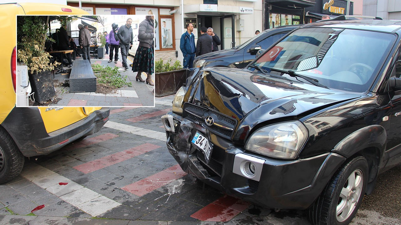 Rahatsızlanan cip sürücüsü, kafede oturanlara ve 6 araca çarptı