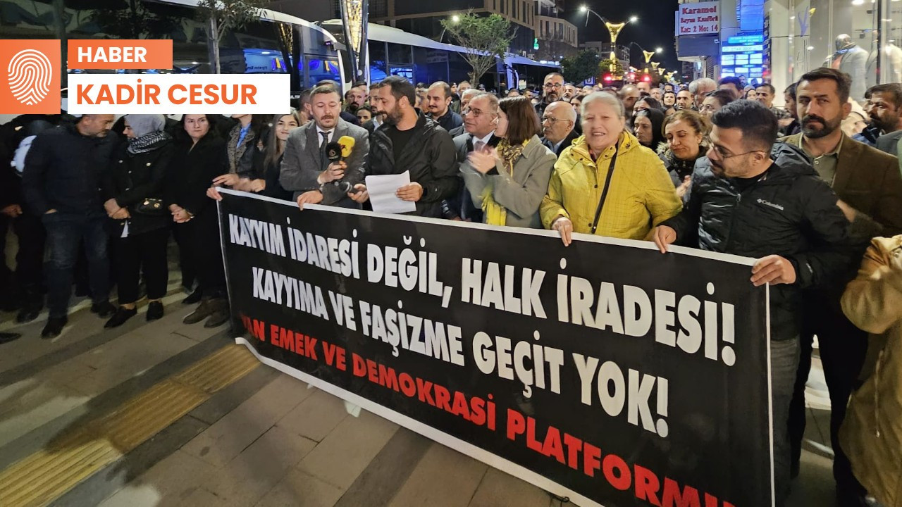 Van'da, kayyım atamaları polis ablukasında protesto edildi