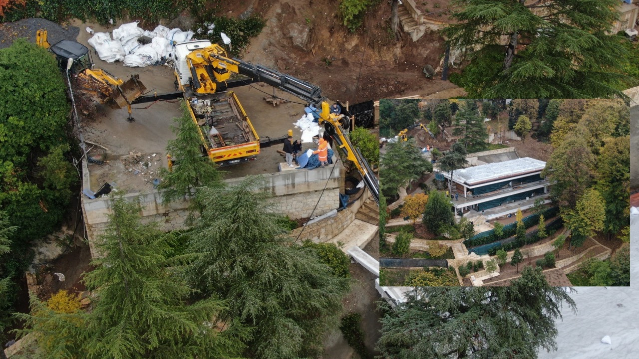 Boğaz’daki kaçak villa havadan görüntülendi