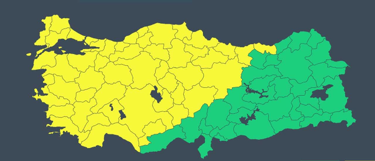 Harita sarıya boyandı, Meteoroloji 49 il için uyarı yaptı: Kuvvetli sağanak ve fırtına başlıyor - Sayfa 1