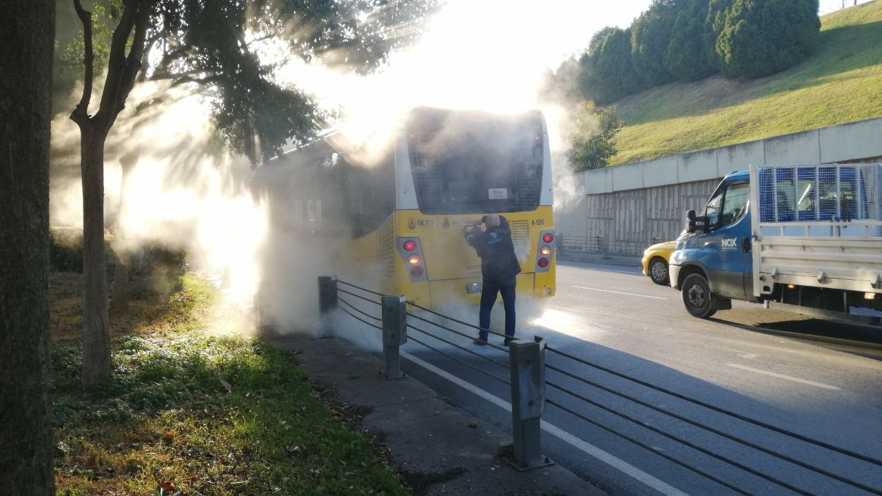 İETT otobüsünde yangın çıktı