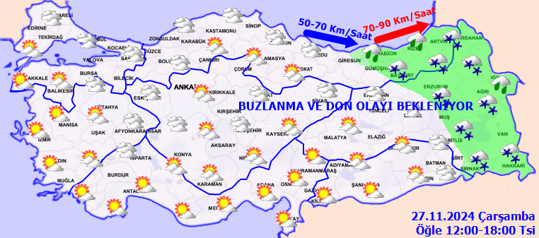 Meteoroloji'den sarı kodlu kar, buzlanma, don ve fırtına uyarısı - Sayfa 2