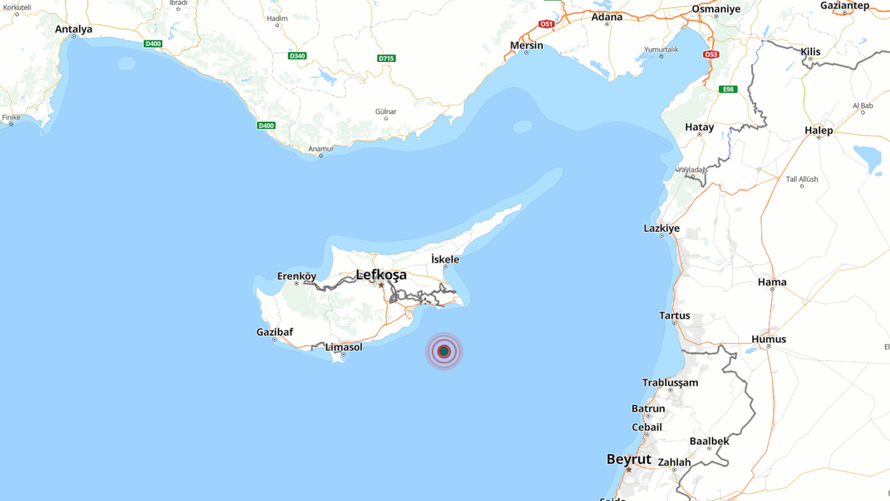 Akdeniz'de 4.4 büyüklüğünde deprem