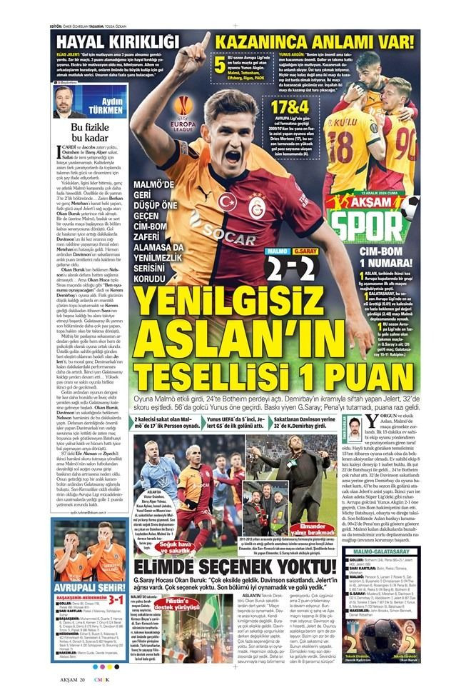 Günün spor manşetleri: 'Aslan uzatmada vuruldu' - Sayfa 1