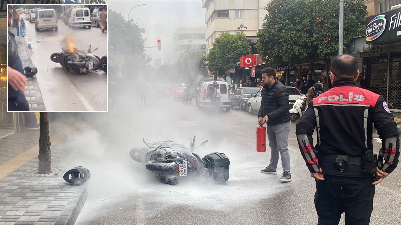 'Canıma tak etti' deyip motosikletini ateşe verdi