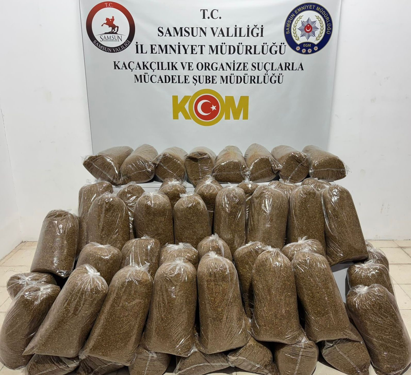 Samsun’da 250 kilo kaçak tütün yakalandı