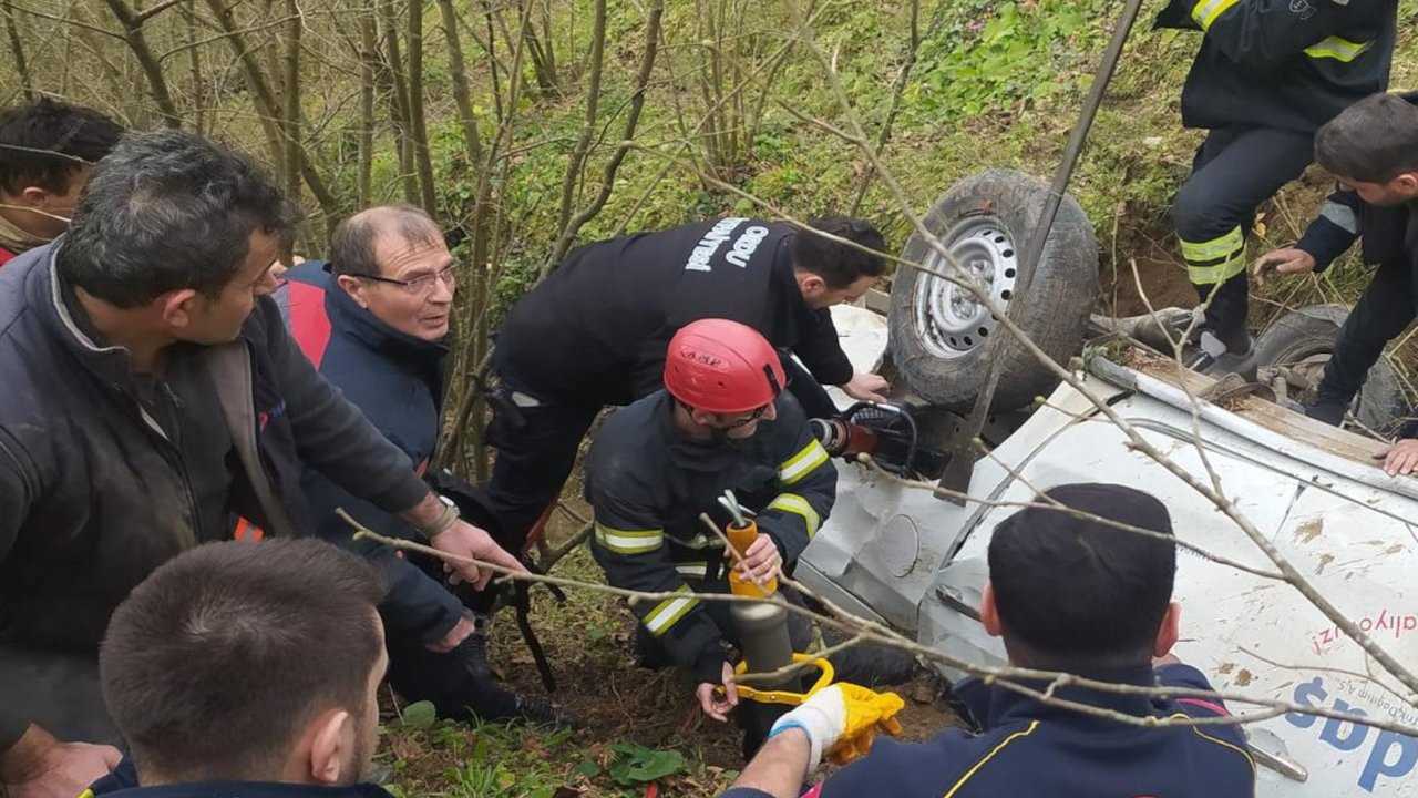 Ordu'da uçuruma devrilen kamyonetteki 3 kişi yaralandı