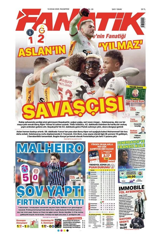 Günün spor manşetleri: 'Aslanın havası çok farklı' - Sayfa 1