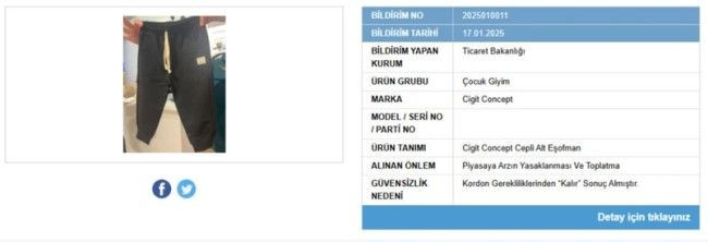 Ticaret Bakanlığı duyurdu: Sağlığa zararlı çocuk eşofmanı toplatılıyor - Sayfa 4