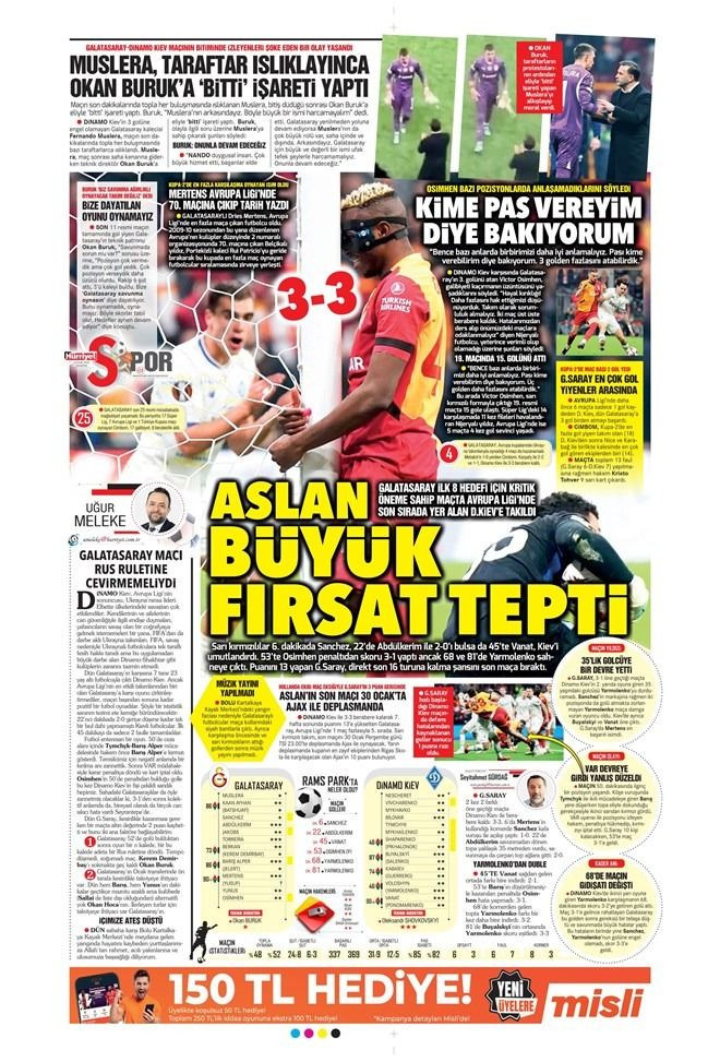 Günün spor manşetleri: 'Aslanın kabus gecesi' - Sayfa 1